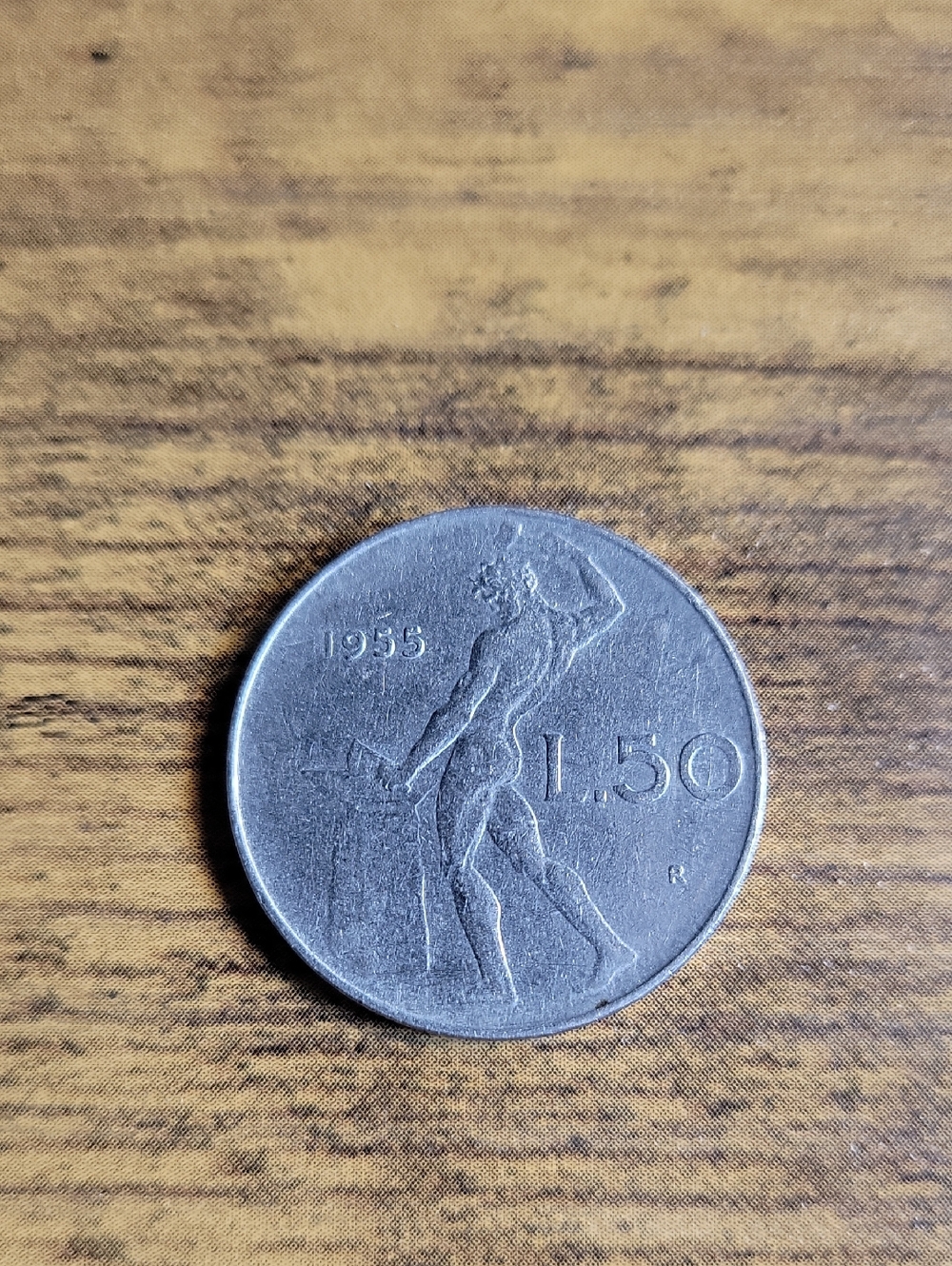 Vintage 1955 Italian 1.50 Lira Coin - Silver Tone